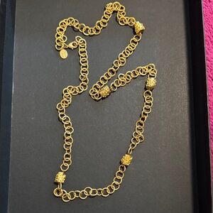 Authentic Susan  Shaw Gold Link Station Necklace - Elegant Women's Jewelry